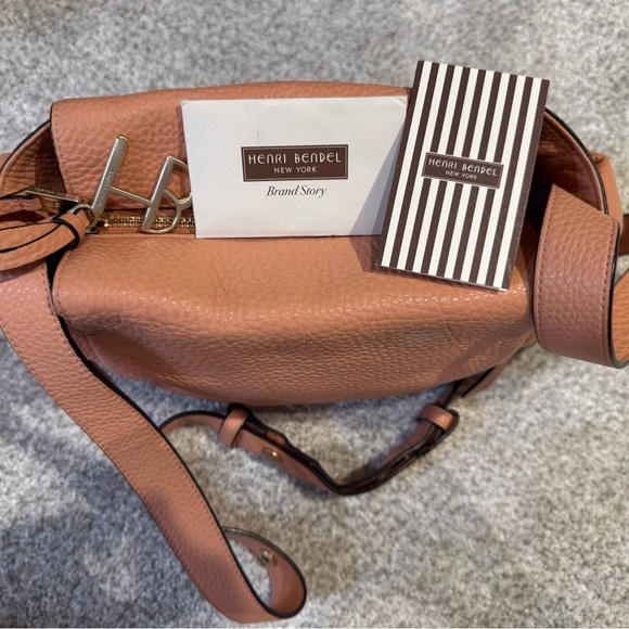 Henri Bendel Windsor Cross Body Purse Muted Clay Leather Knot Bow Side Med - Picture 7 of 14